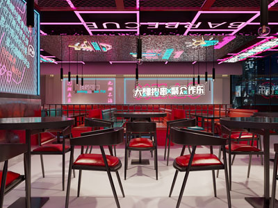 工业loft饭店餐馆烧烤店就餐区