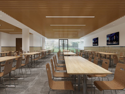 现代食堂大厅就餐区