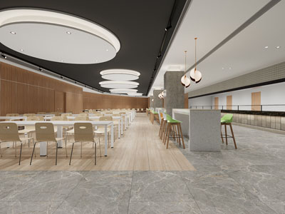 现代食堂大厅就餐区