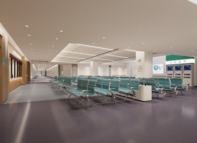 现代医院挂号大厅、候诊区