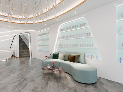 现代美容院大厅前台接待区