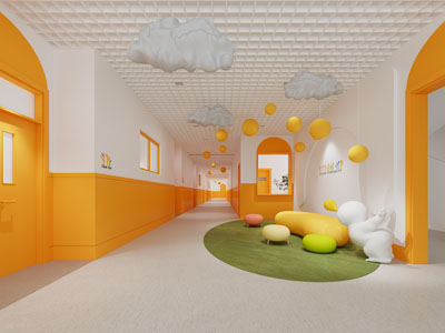 现代幼儿园走廊过道