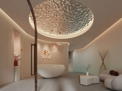 现代美容院大堂前台接待区