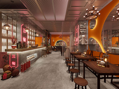 工业loft饭店餐馆就餐区