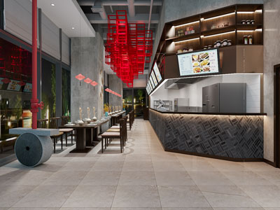 新中式饭店餐馆就餐区