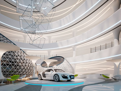 后现代商场中庭3d模型 后现代商场中庭