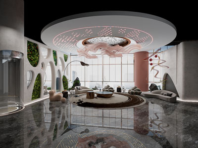 现代大堂前台接待区