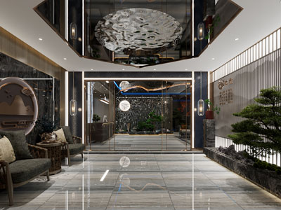 新中式大堂前台接待区