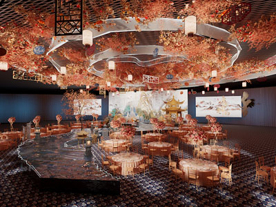 新中式酒店大堂宴客厅、就餐区