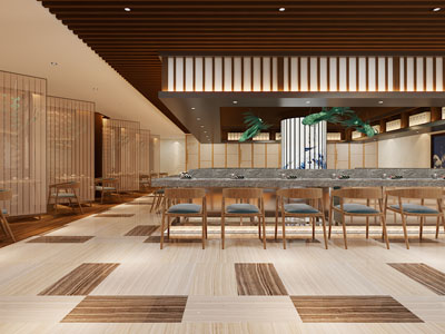 新中式饭店餐馆就餐区