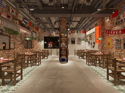 工业loft饭店餐馆就餐区