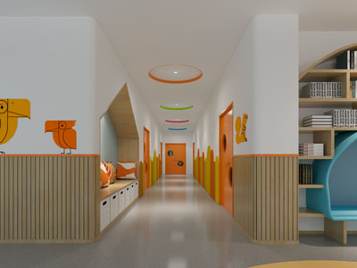 现代幼儿园走廊过道