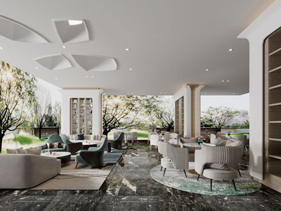 现代大堂前台接待洽谈区、营销中心