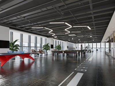 工业loft乒乓球、台球室、健身房