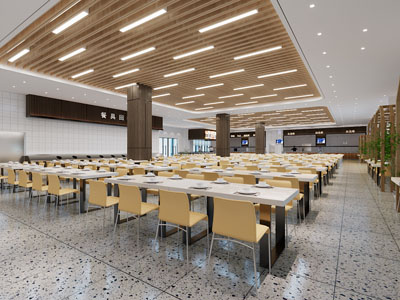 现代食堂大厅就餐区