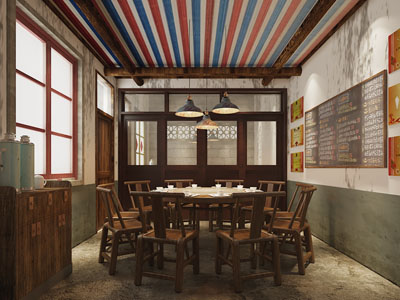 现代民宿复古饭店餐馆就餐区