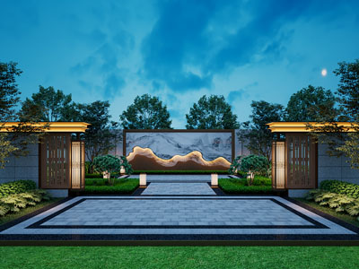 新中式庭院景观园林小品