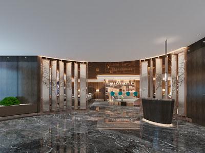 新中式大堂前台接待区