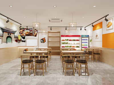 新中式饭店餐馆就餐区