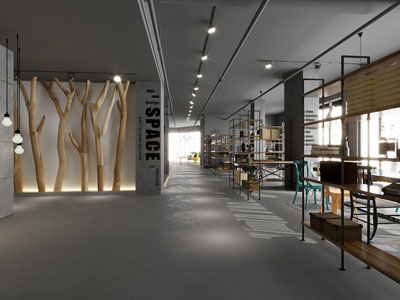 工业loft咖啡厅玄关过道