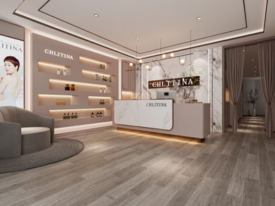 现代美容院大厅前台接待区