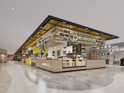 现代商业街奶茶店