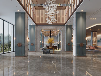 新中式大堂前台接待区