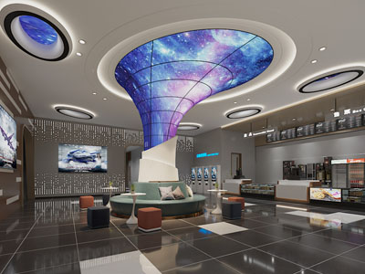 现代电影院售票大厅接待区3d模型 现代电影院售票大厅接待区