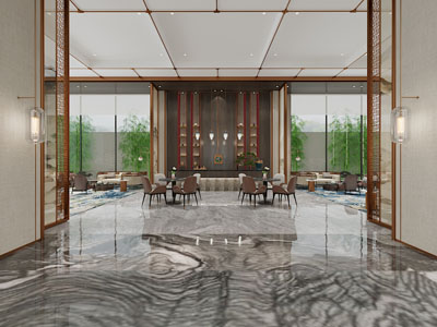 新中式大堂前台接待区