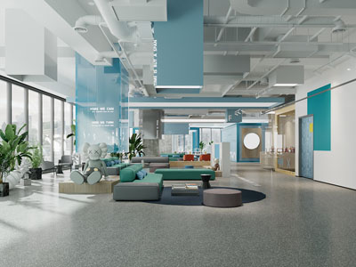 现代公司茶水间、休闲接待区