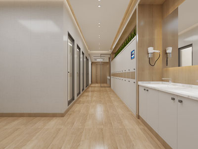 现代公共卫生间、洗手间、过道