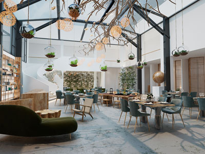 现代轻奢饭店餐馆就餐区