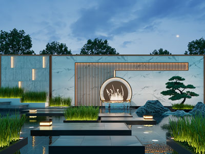 新中式庭院景观园艺小品