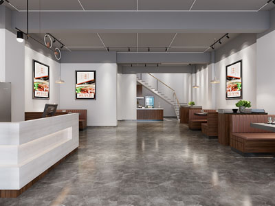 现代饭店餐馆前台、就餐区