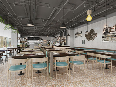 工业loft饭店餐馆就餐区