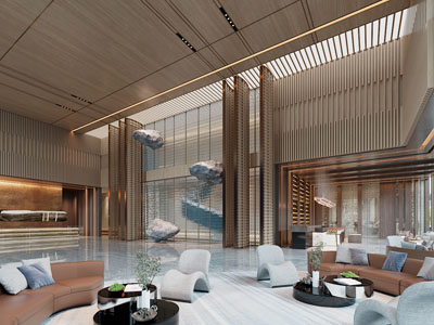 新中式大堂前台接待区