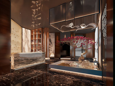 新中式大堂前台接待区