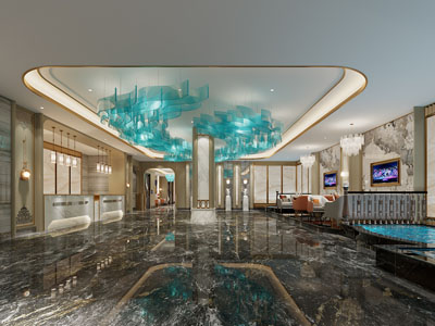 新中式大堂前台接待区