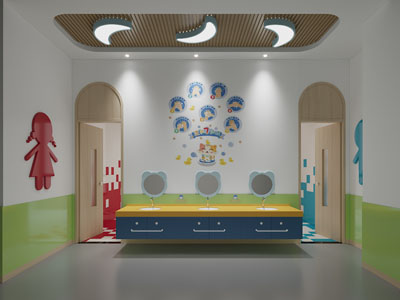 现代幼儿园公共卫生间