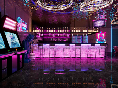 后现代游乐场大厅前台