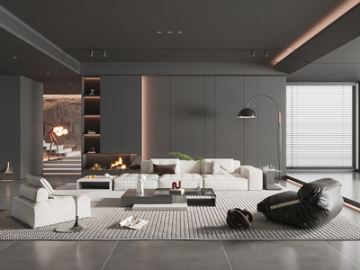 现代客厅、楼梯间