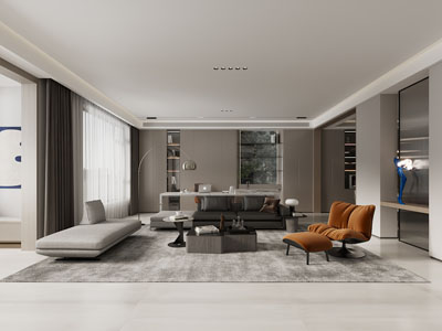 现代客厅、书房