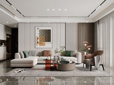 现代客厅、玄关过道