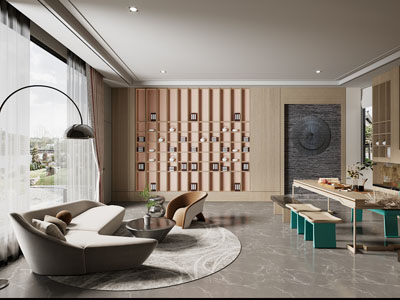 新中式客厅、茶室