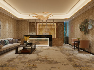 新中式酒店大堂前台接待