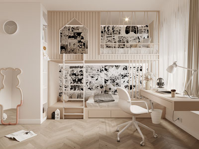 现代奶油风卧室、儿童房