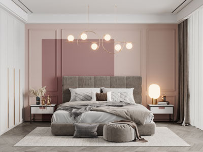 现代轻奢卧室、坐墩