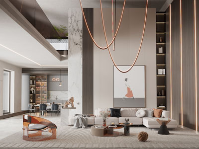 现代别墅挑高客厅