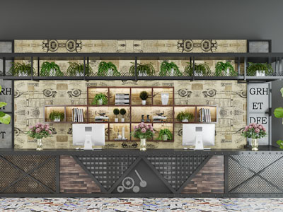 工业风loft大堂前台接待