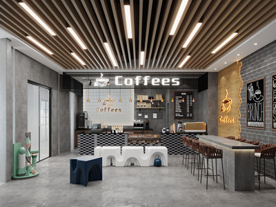 工业风loft咖啡厅、咖啡馆